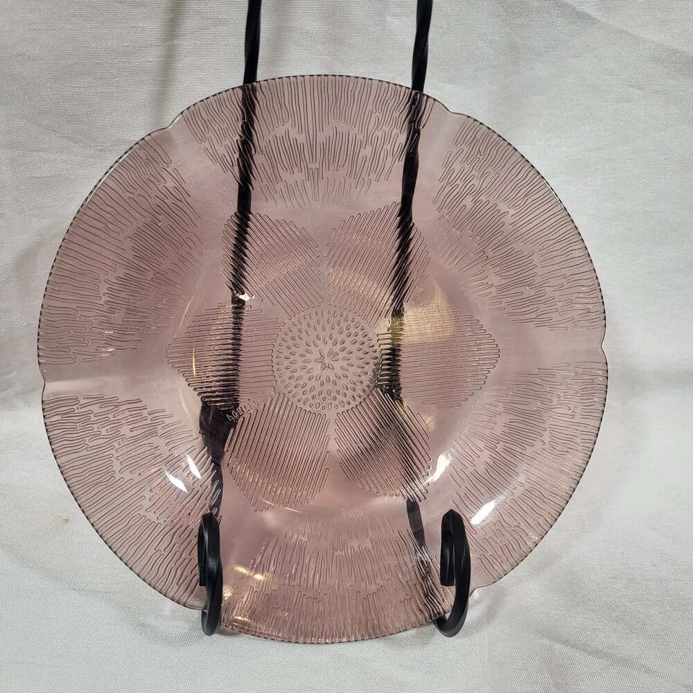 Vintage Fortecrisa Mexico Amethyst Purple Sunflower Pattern Glass Salad Plate, S